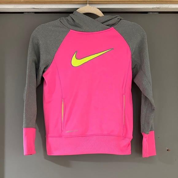 Nike Other - Nike Pink & Gray Hooded Active Sweatshirt with Neon Swoosh